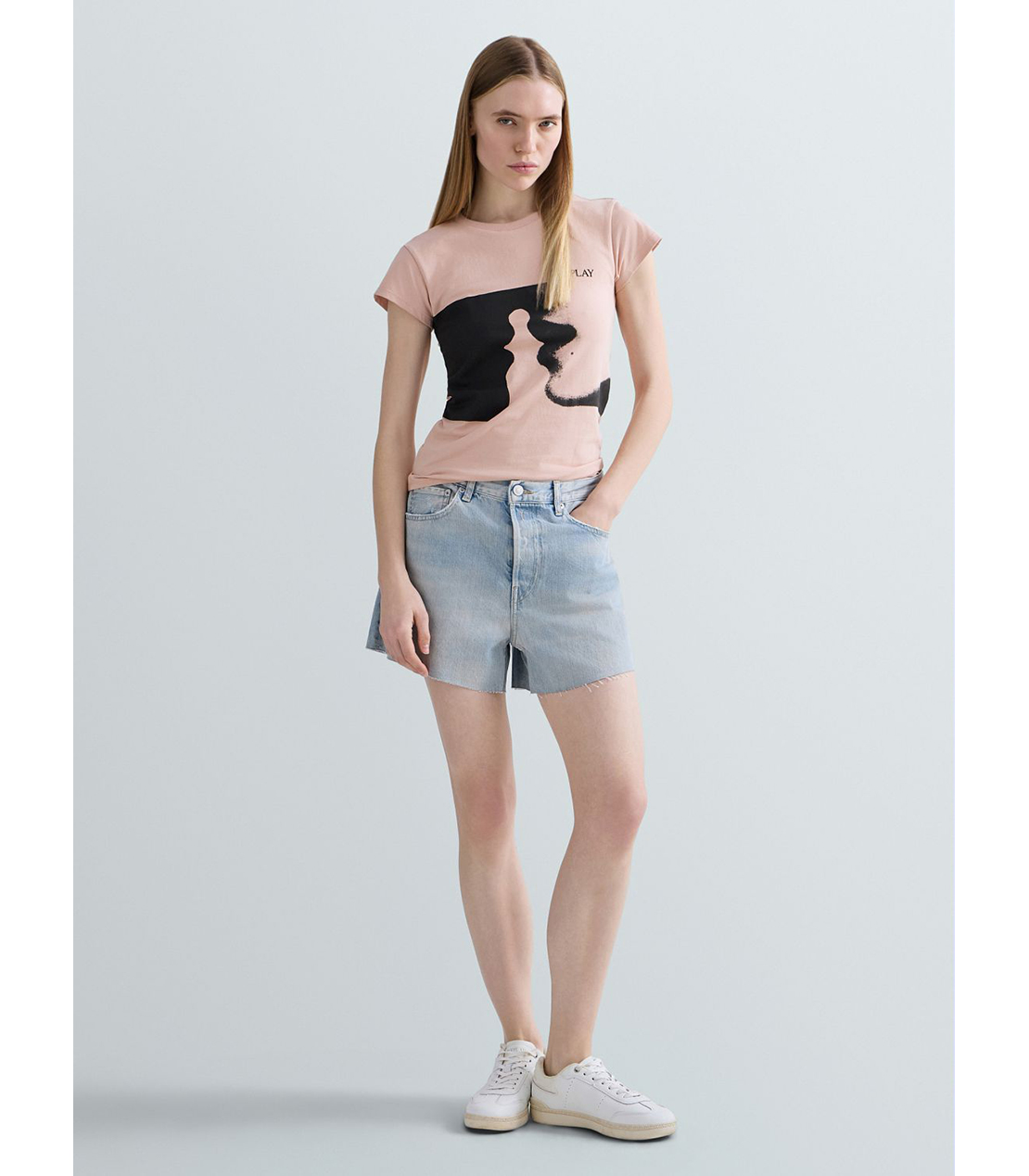 ストレッチコットングラフィックTシャツ 詳細画像 ピンク系 2